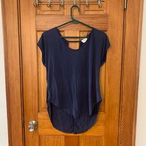 Sienna Sky Blue Asymmetrical Cut Out Blouse